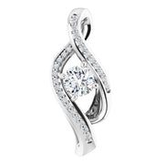 14k White 1/3 Ctw Natural Diamond Pendant