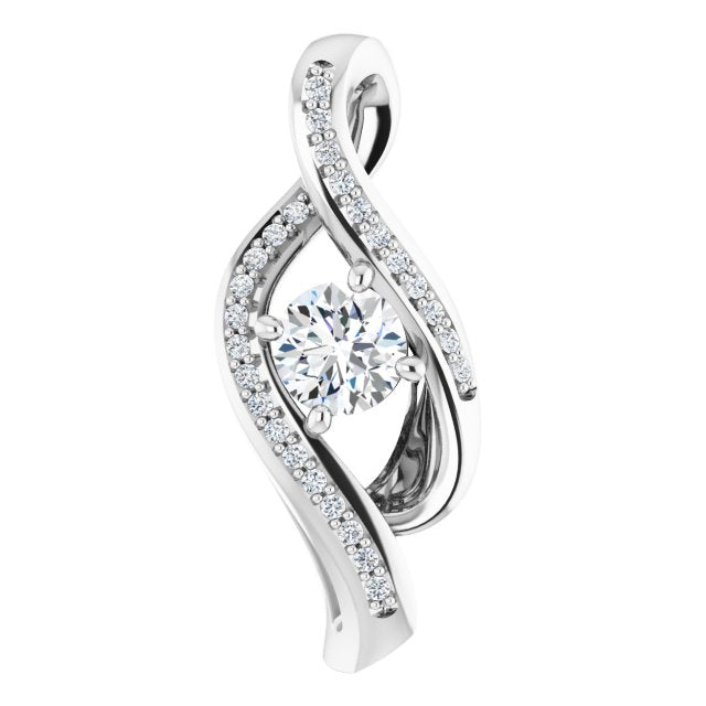 14k White 1/3 Ctw Natural Diamond Pendant