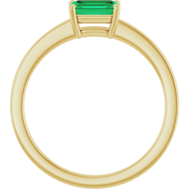 14k Yellow Lab-grown Emerald Ring