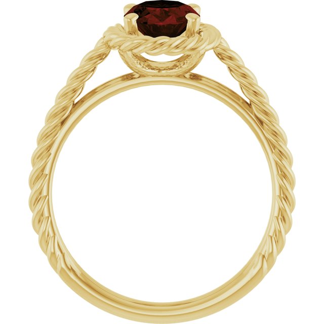 14K Yellow Natural Mozambique Garnet Rope Ring