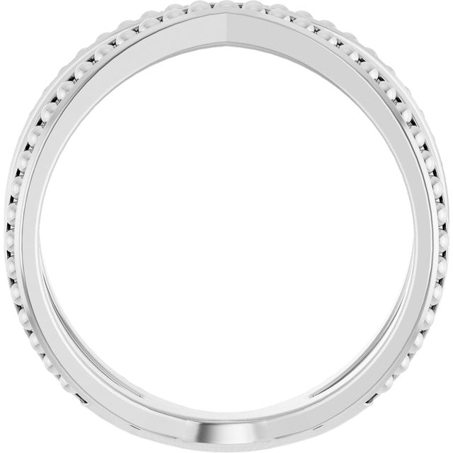 14k White Beaded Criss-cross Ring