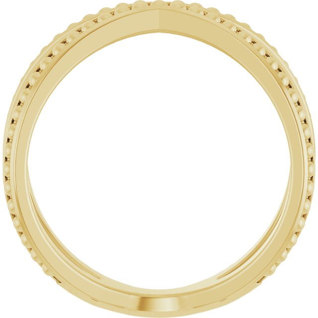 14k Yellow Beaded Criss-cross Ring