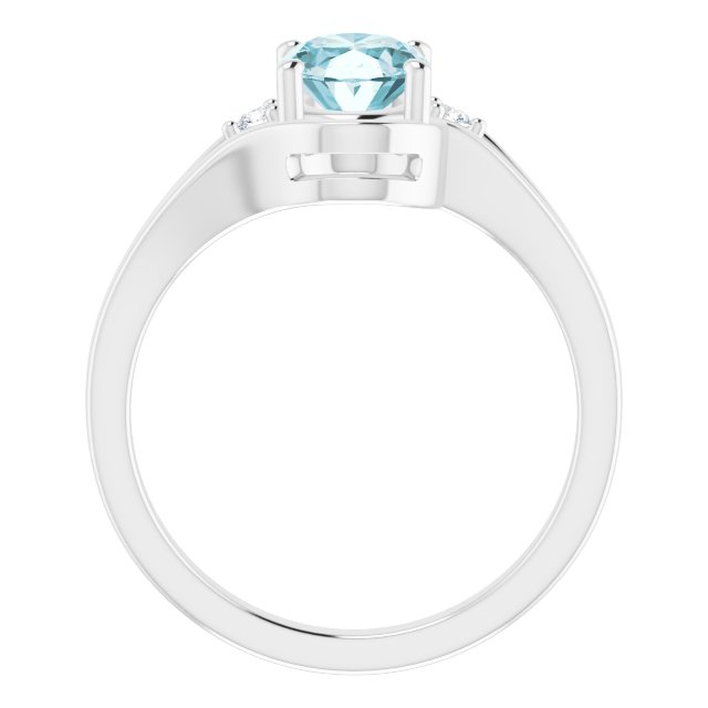 14k White Natural Sky Blue Topaz & .05 Ctw Natural Diamond Ring