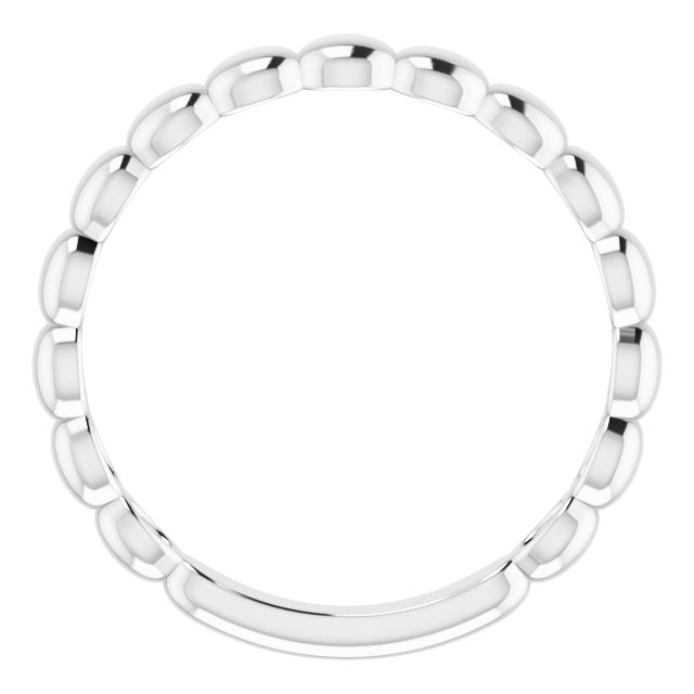 14k White Beaded Stackable Ring