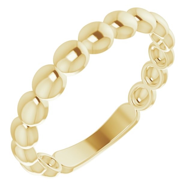 14k Yellow Beaded Stackable Ring