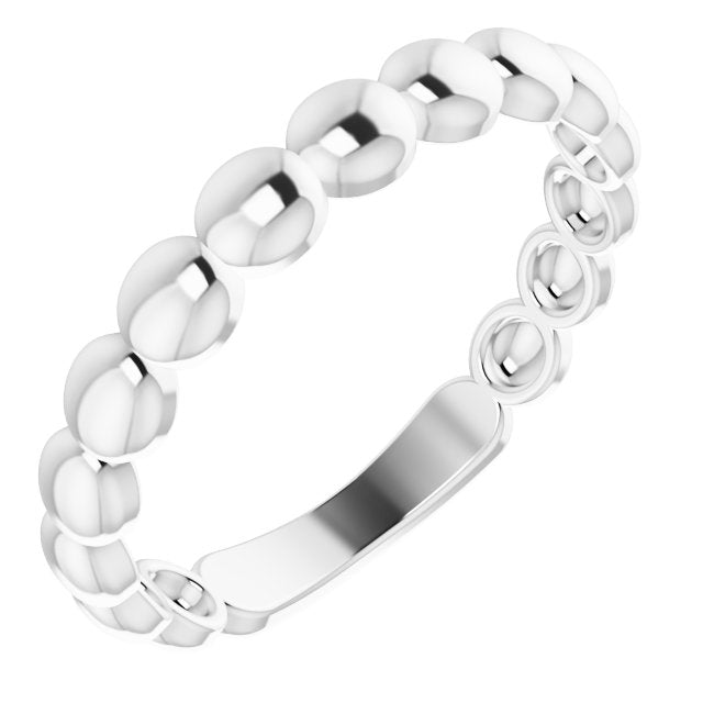 14k White Beaded Stackable Ring