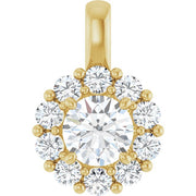 14k Yellow 1 Ctw Lab-grown Diamond Halo-style Pendant