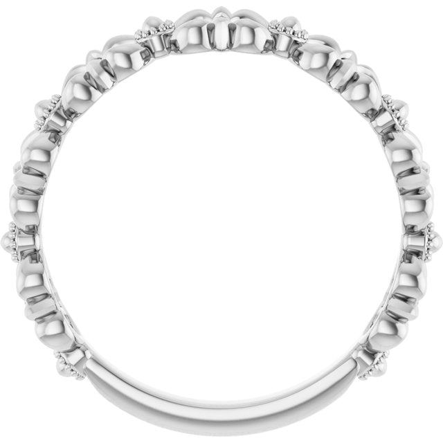 14k White Stackable Bead Ring