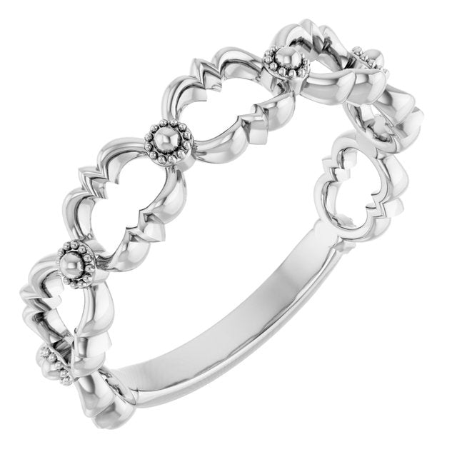 14k White Stackable Bead Ring