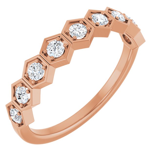 14k Rose 1/3 Ctw Natural Diamond Stackable Ring