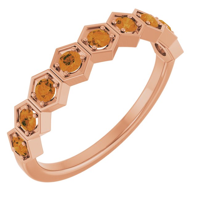 14k Rose Natural Citrine Stackable Ring