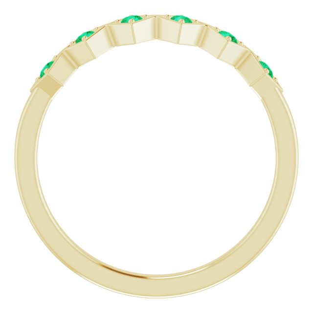 14k Yellow Lab-grown Emerald Stackable Ring
