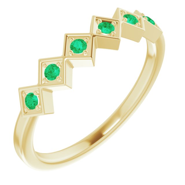 14k Yellow Lab-grown Emerald Stackable Ring