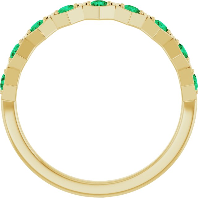 14k Yellow Natural Emerald Stackable Ring