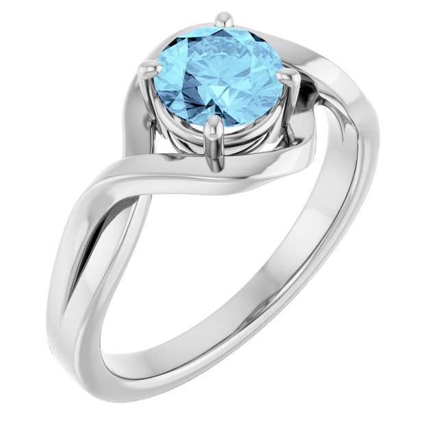 14k White Natural Aquamarine Ring