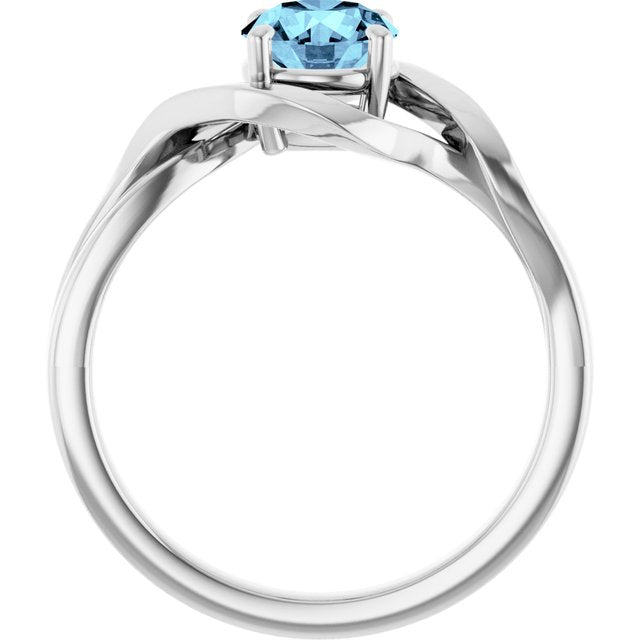 14k White Natural Aquamarine Ring