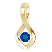 14k Yellow 4 Mm Round Natural Blue Sapphire Pendant