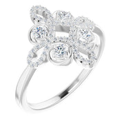 14k White 1/3 Ctw Natural Diamond Clover Ring