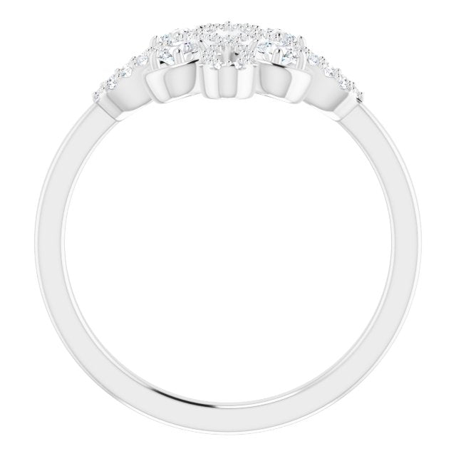 14k White 1/3 Ctw Natural Diamond Clover Ring