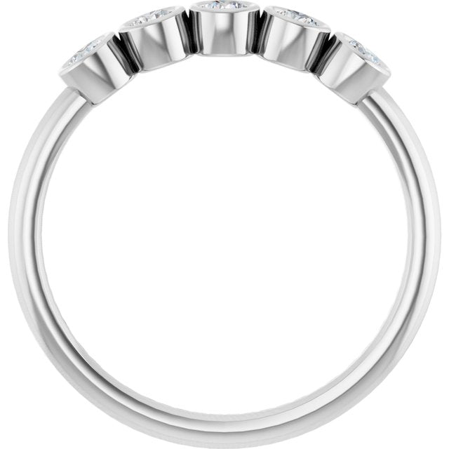 14k White 1/3 Ctw Natural Diamond Five-stone Ring
