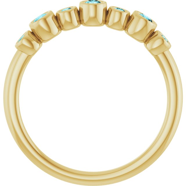 14k Yellow Natural Blue Zircon Bezel-set Ring