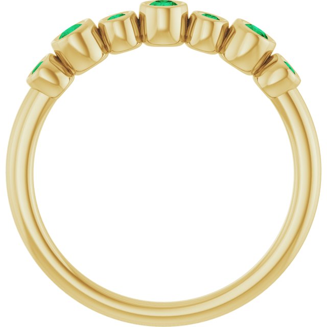 14k Yellow Lab-grown Emerald Bezel-set Ring
