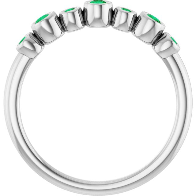 14k White Lab-grown Emerald Bezel-set Ring