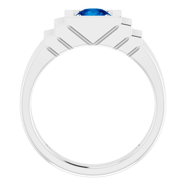 Sterling Silver Lab-grown Blue Sapphire Ring