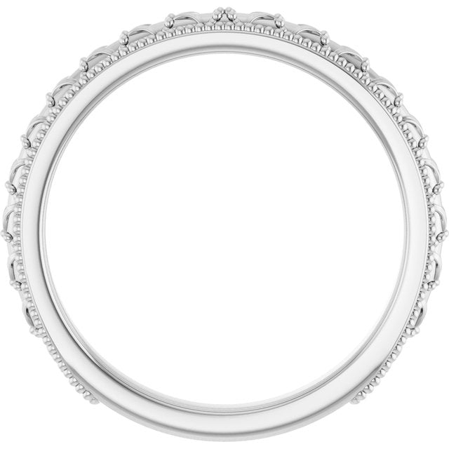 14k White Vintage-inspired Band