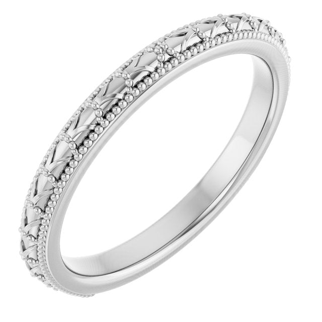 14k White Vintage-inspired Band