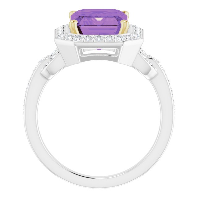 14k White/yellow Natural Amethyst & 1/2 Ctw Natural Diamond Ring