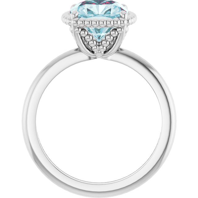 14k White Natural Sky Blue Topaz Ring