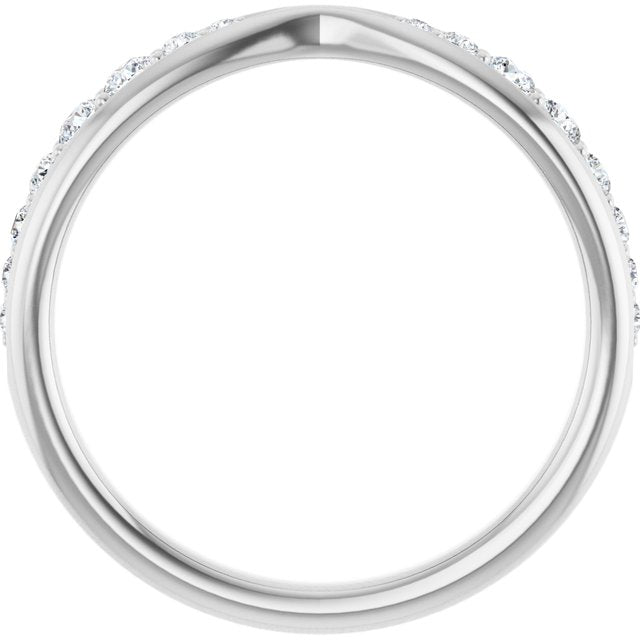 14k White 1/5 Ctw Natural Diamond Pinched Contour Band
