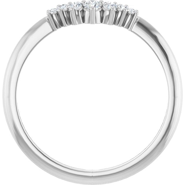 14k White 1/8 Ctw Natural Diamond Contour Band