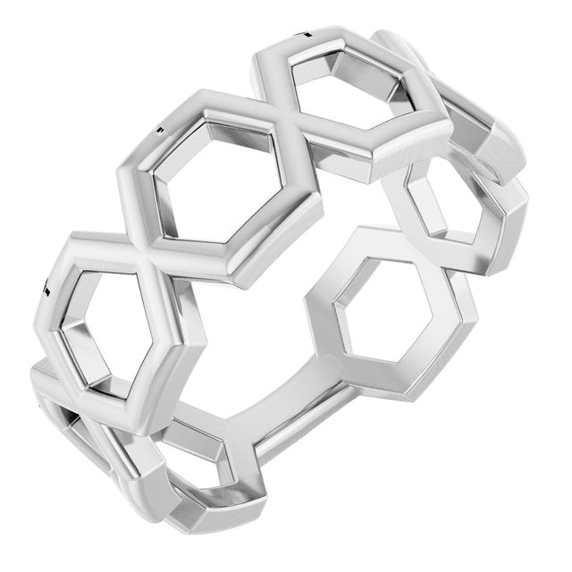 14k White Geometric Ring