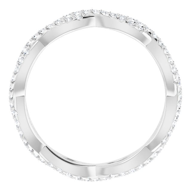 14k White 1/3 Ctw Natural Diamond Infinity-inspired Eternity Band Size 6