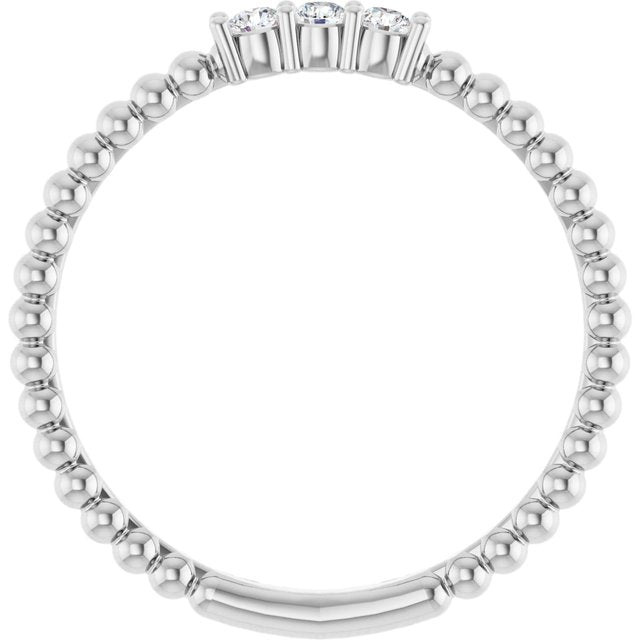 14k White 1/10 Ctw Natural Diamond Beaded Ring
