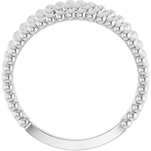 14k White Beaded Criss-cross Ring