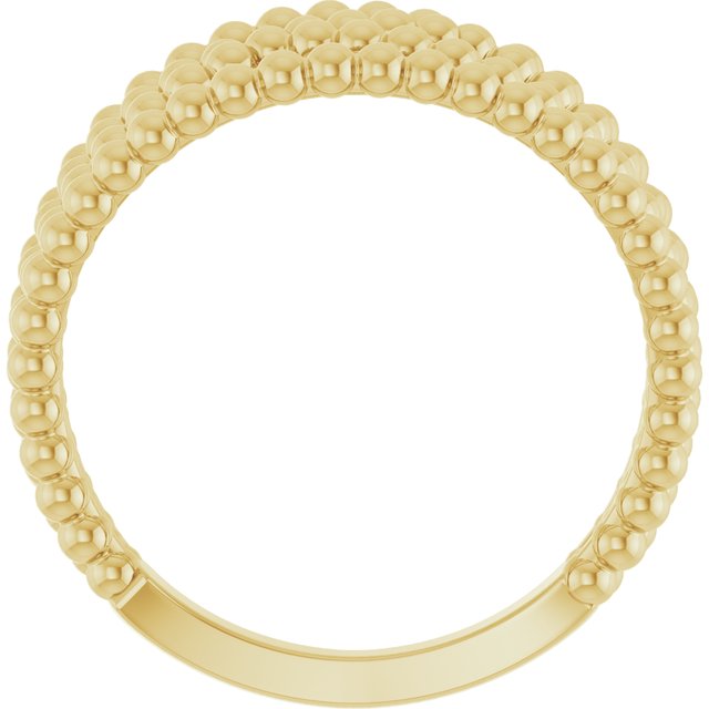 14k Yellow Beaded Criss-cross Ring