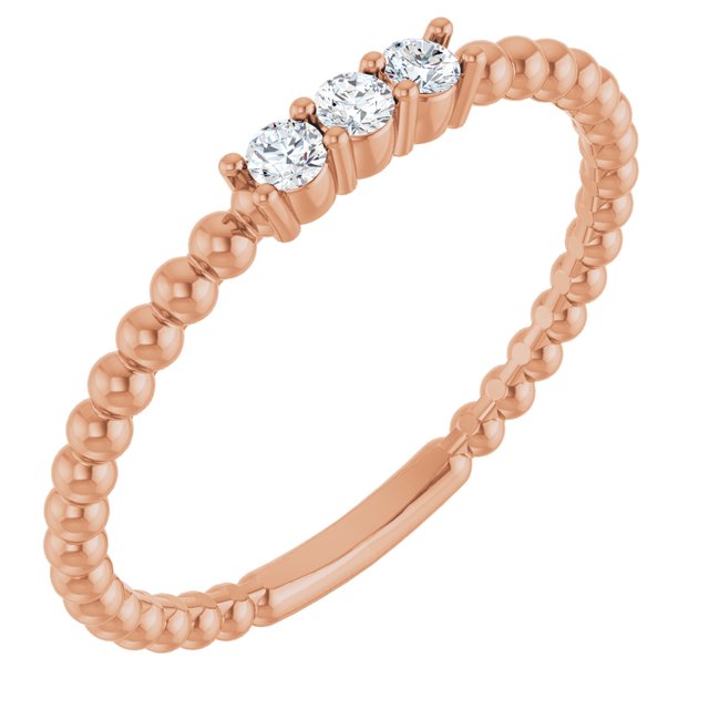 14k Rose 1/10 Ctw Natural Diamond Beaded Ring