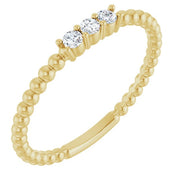 14k Yellow 1/10 Ctw Natural Diamond Beaded Ring