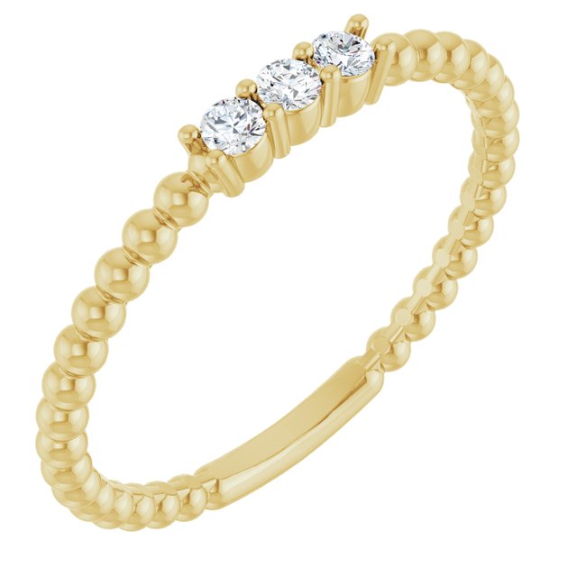 14k Yellow 1/10 Ctw Natural Diamond Beaded Ring