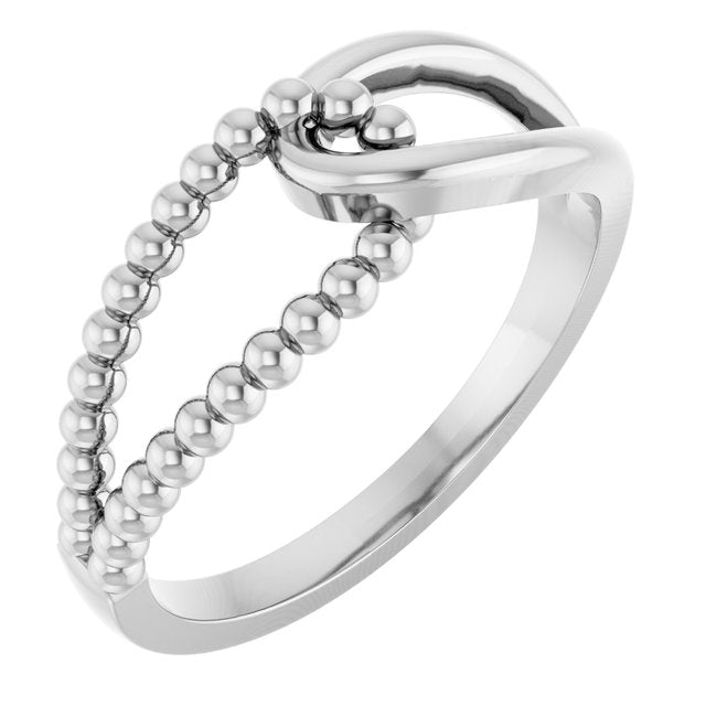 14k White Beaded Ring