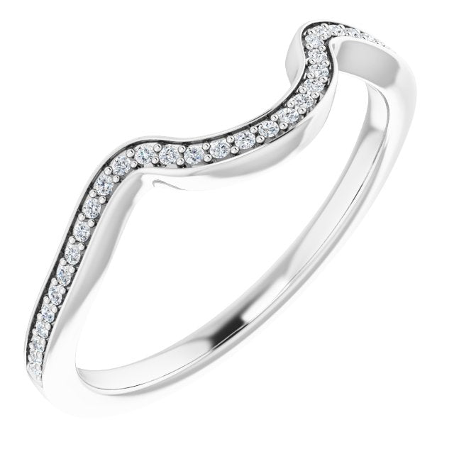 14k White .08 Ctw Natural Diamond Band For 7x5 Mm Oval Ring