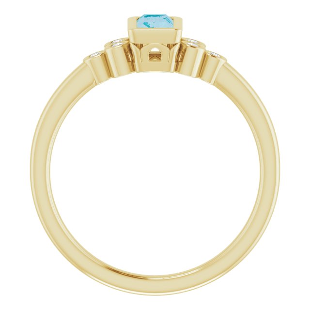 14k Yellow Natural London Blue Topaz & .06 Ctw Natural Diamond Ring