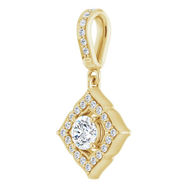 14k Yellow 1/3 Ctw Natural Diamond Halo-style Clover Pendant