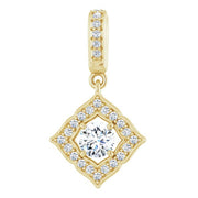 14k Yellow 1/3 Ctw Natural Diamond Halo-style Clover Pendant