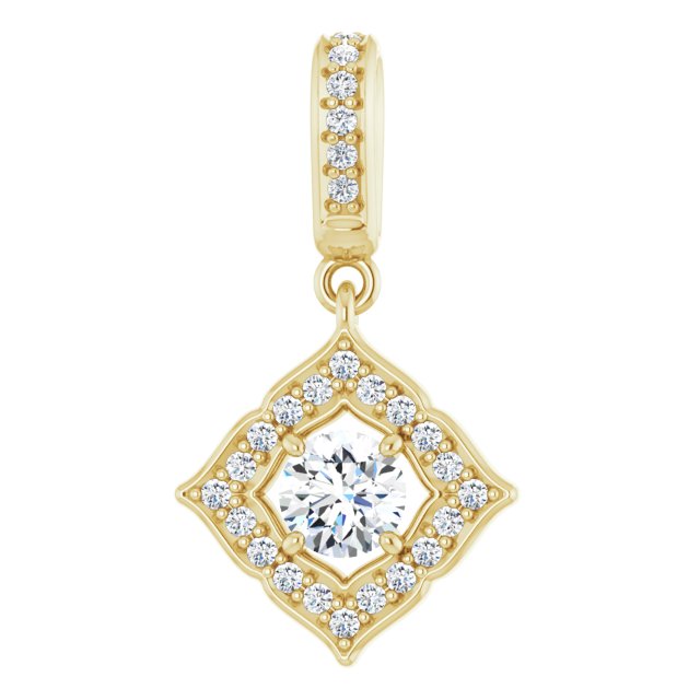 14k Yellow 1/3 Ctw Natural Diamond Halo-style Clover Pendant