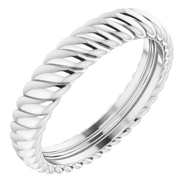 14k White 3.5 Mm Rope Band Size 4.5