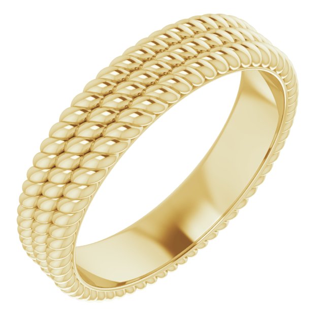 14k Yellow 5.25 Mm 3-layered Stacked Rope Band Size 6